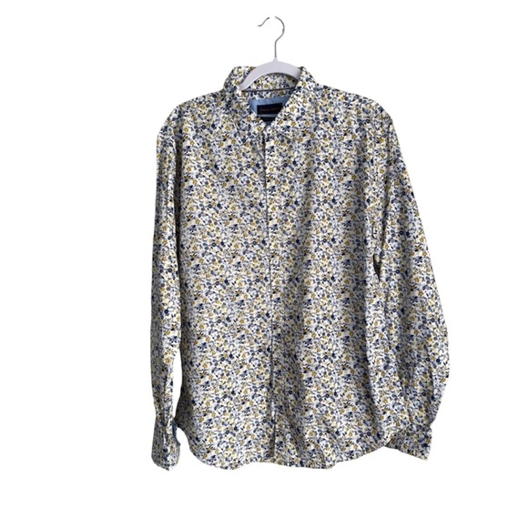 Gentleman’s Outfitters Micro Flora Patterned Button Down Shirt Contrasting Cuffs - Picture 1 of 9